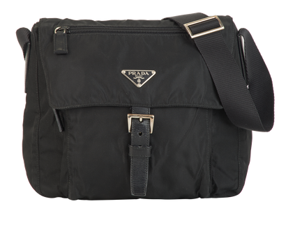 Tessuto Messenger, &pound;350, Handbags, Black, Nylon, Front view